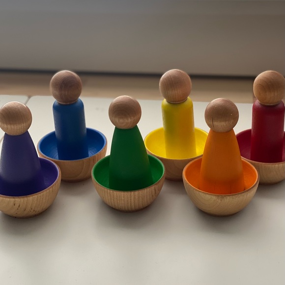 Toddler Rainbow Sensory Play, Montessori Waldorf Wooden Toys - Picture 9 of 10